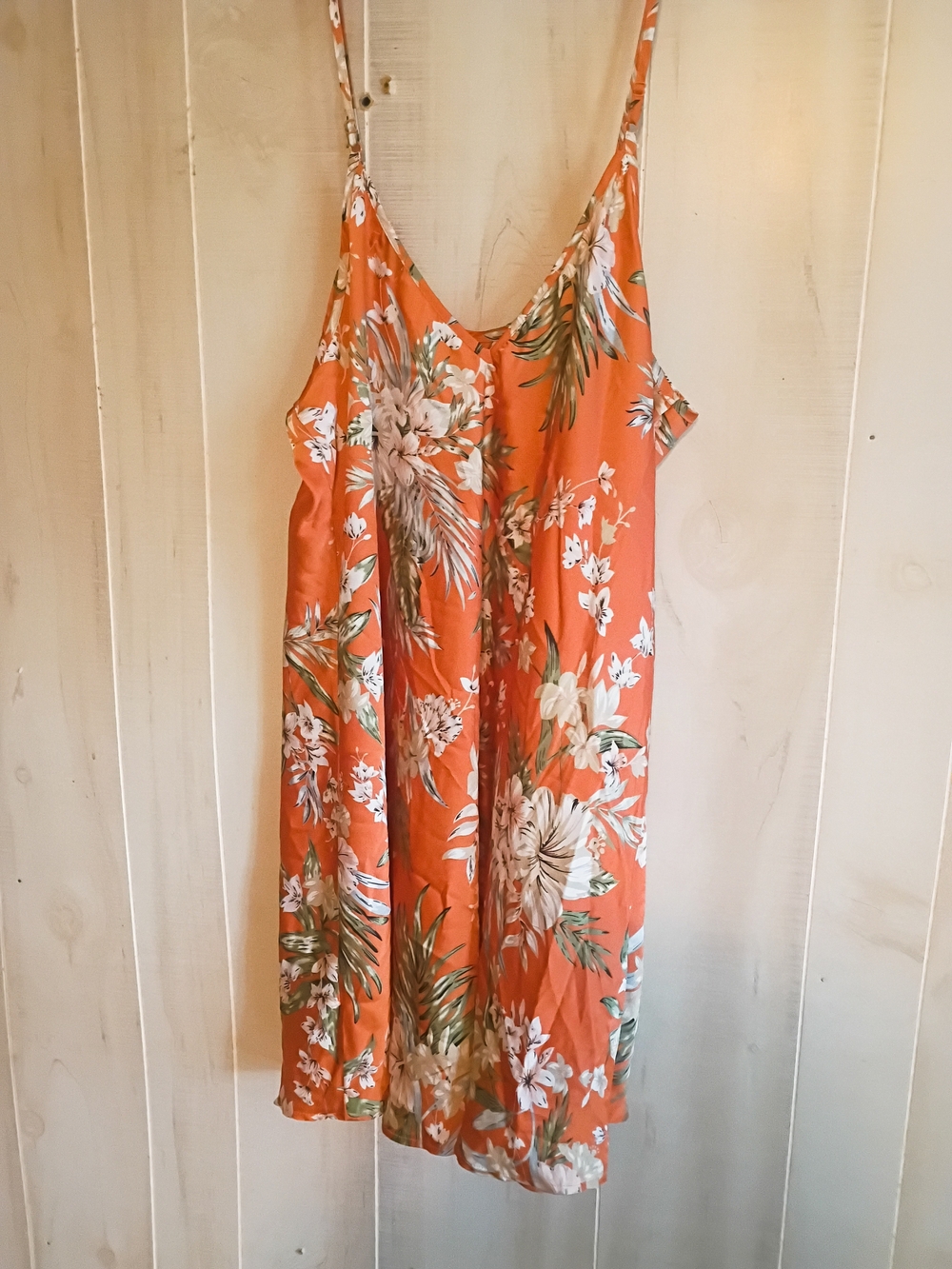 Floral Slip Dress in Coral with Tropical Print Teddy Plus Size 3x